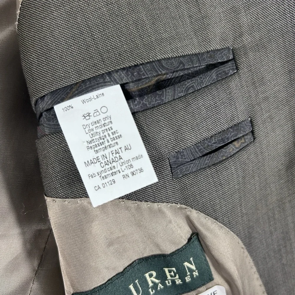 LAUREN RALPH LAUREN Wool‎ Laine Sport Jacket 2 Button 40R Brown Blazer Classic